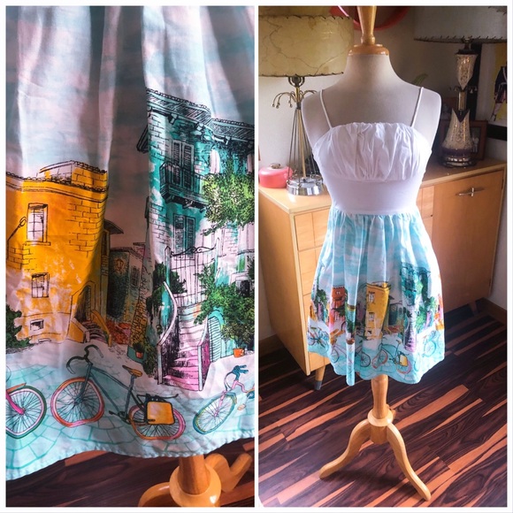 Retrolicious Dresses & Skirts - SOLD Retro Dress Bicycle Novelty Print Babydoll